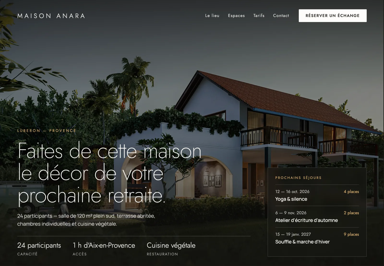 Maquette de site web pour un centre de retraite